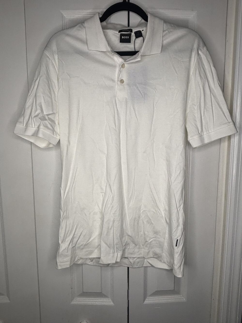 Hugo Boss Mercerised Cotton Polo Shirt White Men's Medium NWT Regular Fit